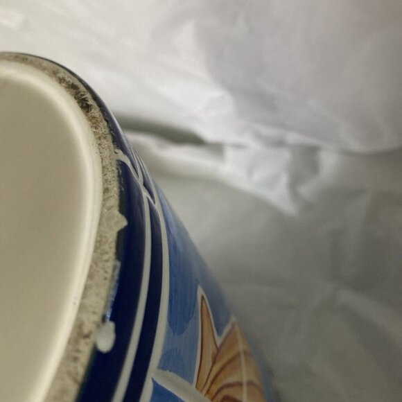 1998 Clay Art Tropical Fish Cookie / Sugar Jar Adriatic Hand Painted South 8.5”​ - Picture 7 of 9